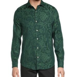 Murano In the Ferns Collection Slim Fit Floral Jacquard Long Sleeve Woven Shirt